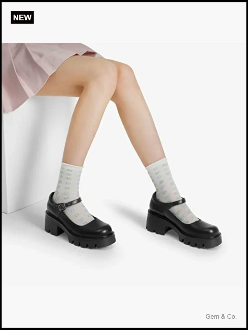Chunky Platform Mary Jane Pumps Low Heel Round Toe Ankle Strap Dress Shoes